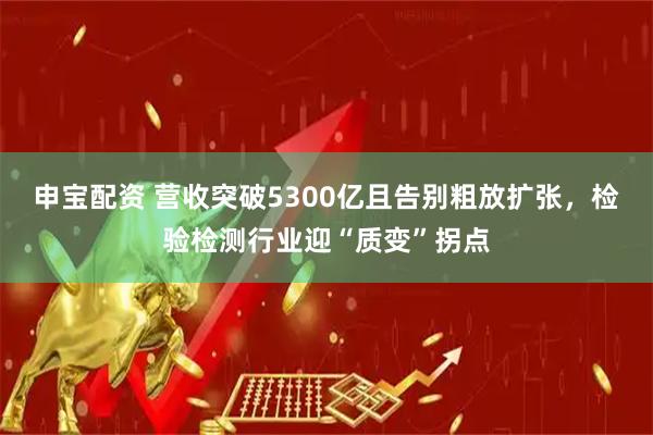 申宝配资 营收突破5300亿且告别粗放扩张，检验检测行业迎“质变”拐点